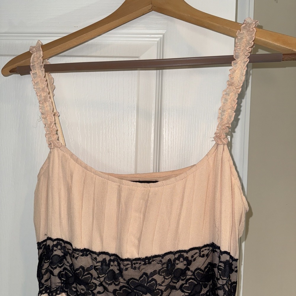 Vintage Arden B Y2K Pink Black Lace Dress Western Boho Sz L - Picture 3 of 5